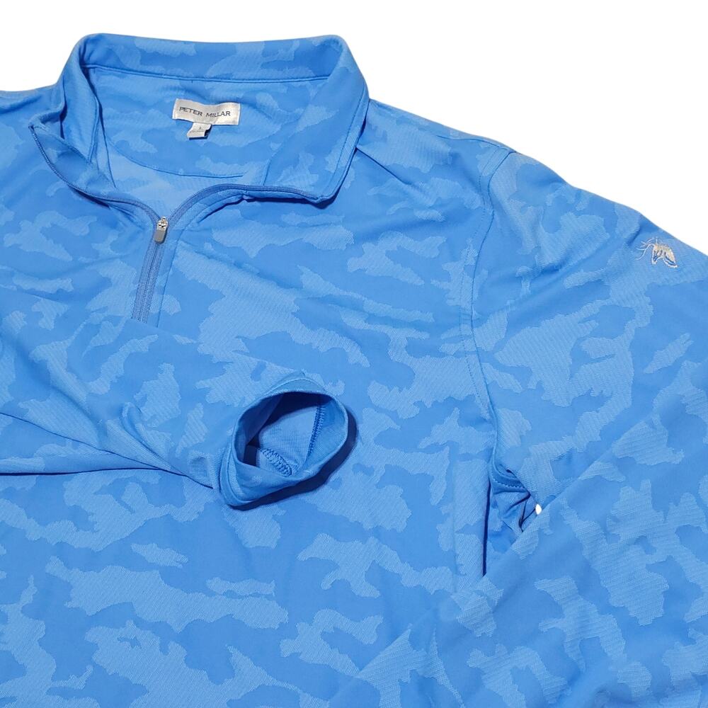 Peter Millar Jacket Men L Large Blue Camo 1/4 Zip Perth Performance Pullover